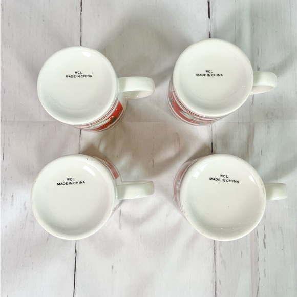 Vintage Mallard Ducks with Red Bows Christmas Mugs set of 4 - Picture 9 of 9